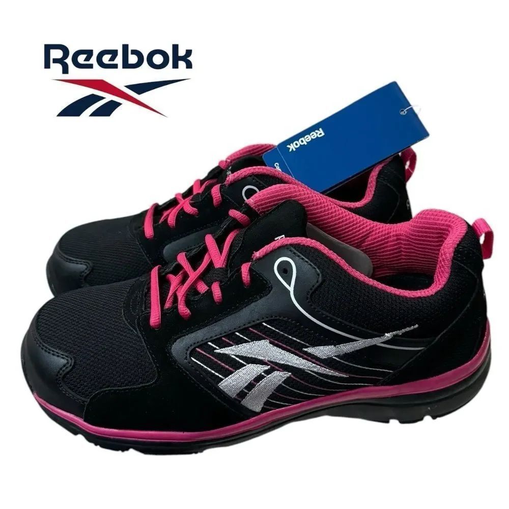 Reebok Anomar Women's Composition Toe Black Pink Work Sneakers 10.5